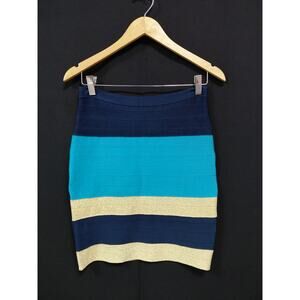 APART Striped Knit Skirt Blue Beige Lightweight  Women Size 2